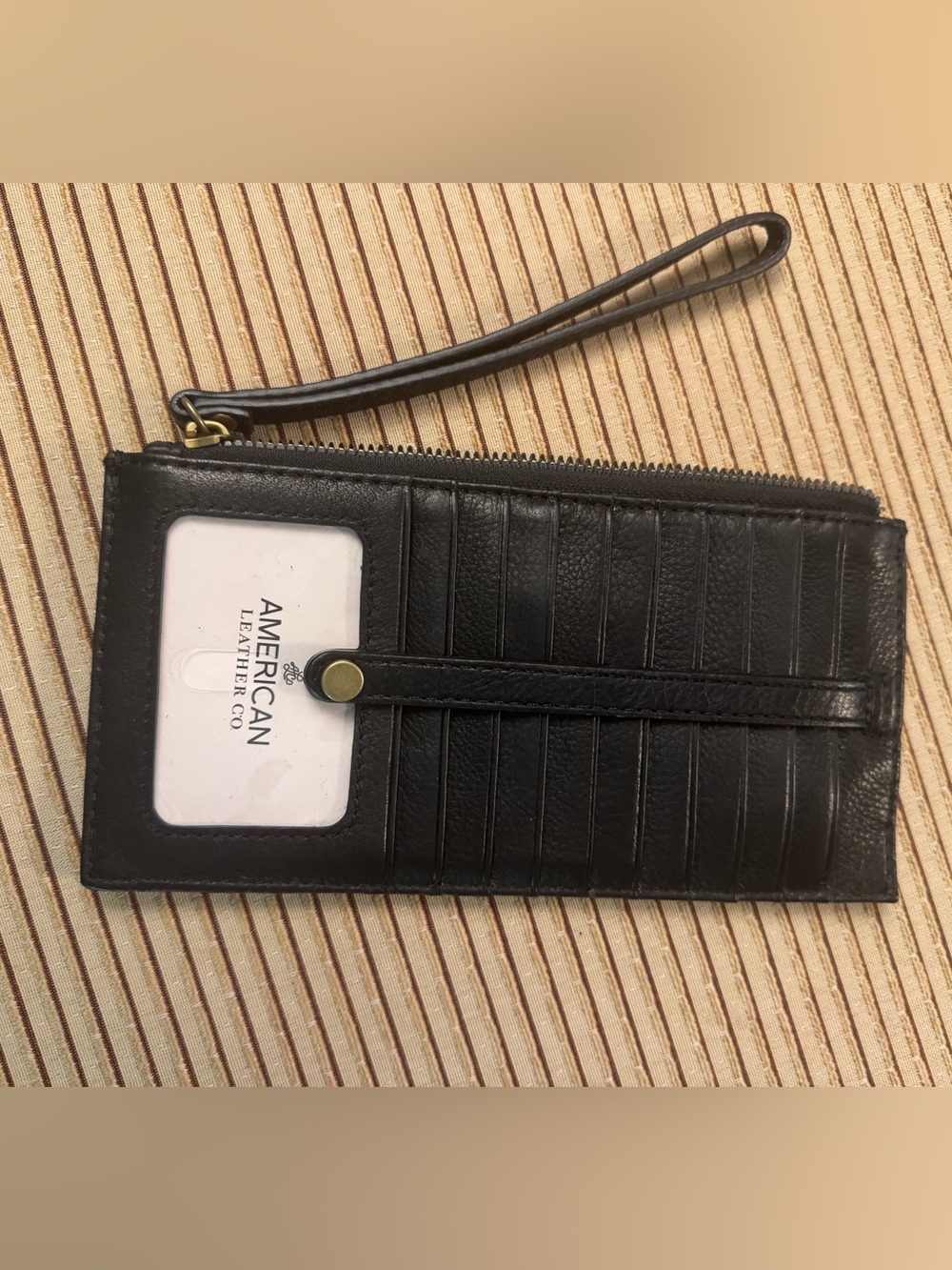 American Leather Co. Black Leather Wristlet Card Organizer